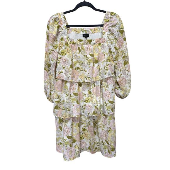 WHOWHATWEAR Pink Floral Ruffle Tiered Babydoll Mini Dress Size Small - Picture 2 of 7